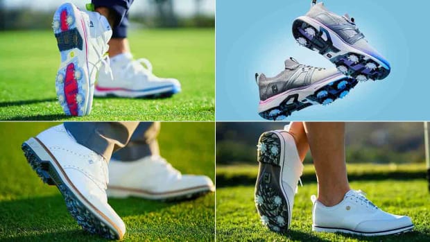 Footjoy models (clockwise from top left) HyperFlex carbon men's, HyperFlex women's, Premiere Issette women’s, Premiere Wilcox men's